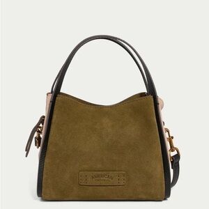 American Leather Co. Olive and Black Suede and Shoulder Bag 2 way bag